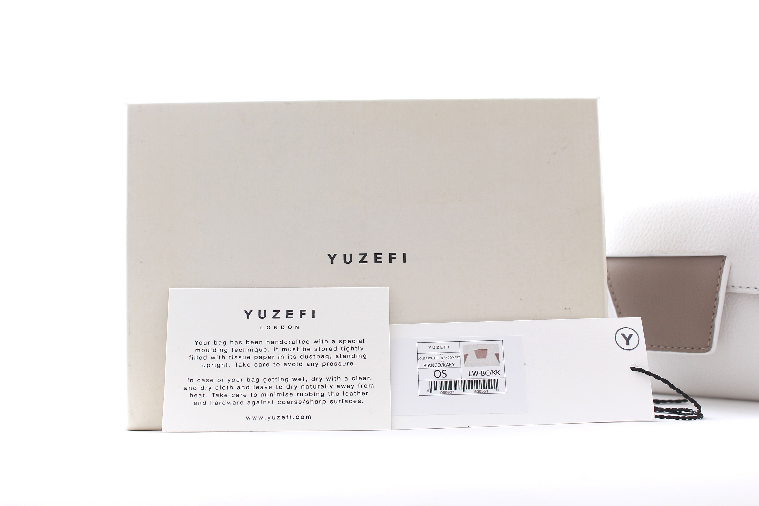 Yuzefi white leather Lolita long wallet White/Khaki