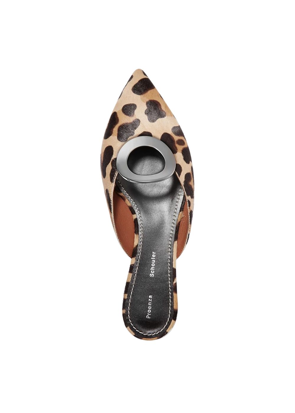 Preowned Proenza Schouler Eyelet-embellished Leopard-print Calf Hair Slippers Size 37 Leopard print leopard print calf hair