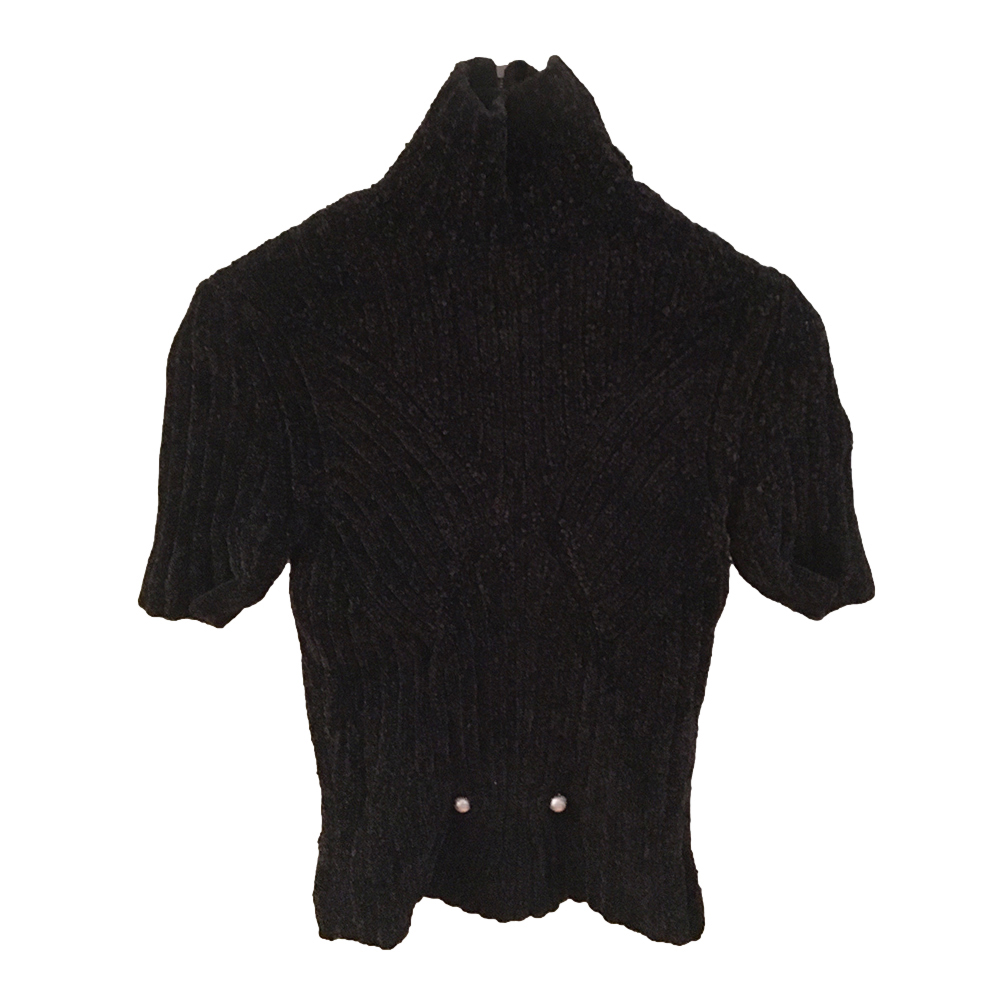 Bottega Veneta chenille knit polo neck top Size XS Black mixed