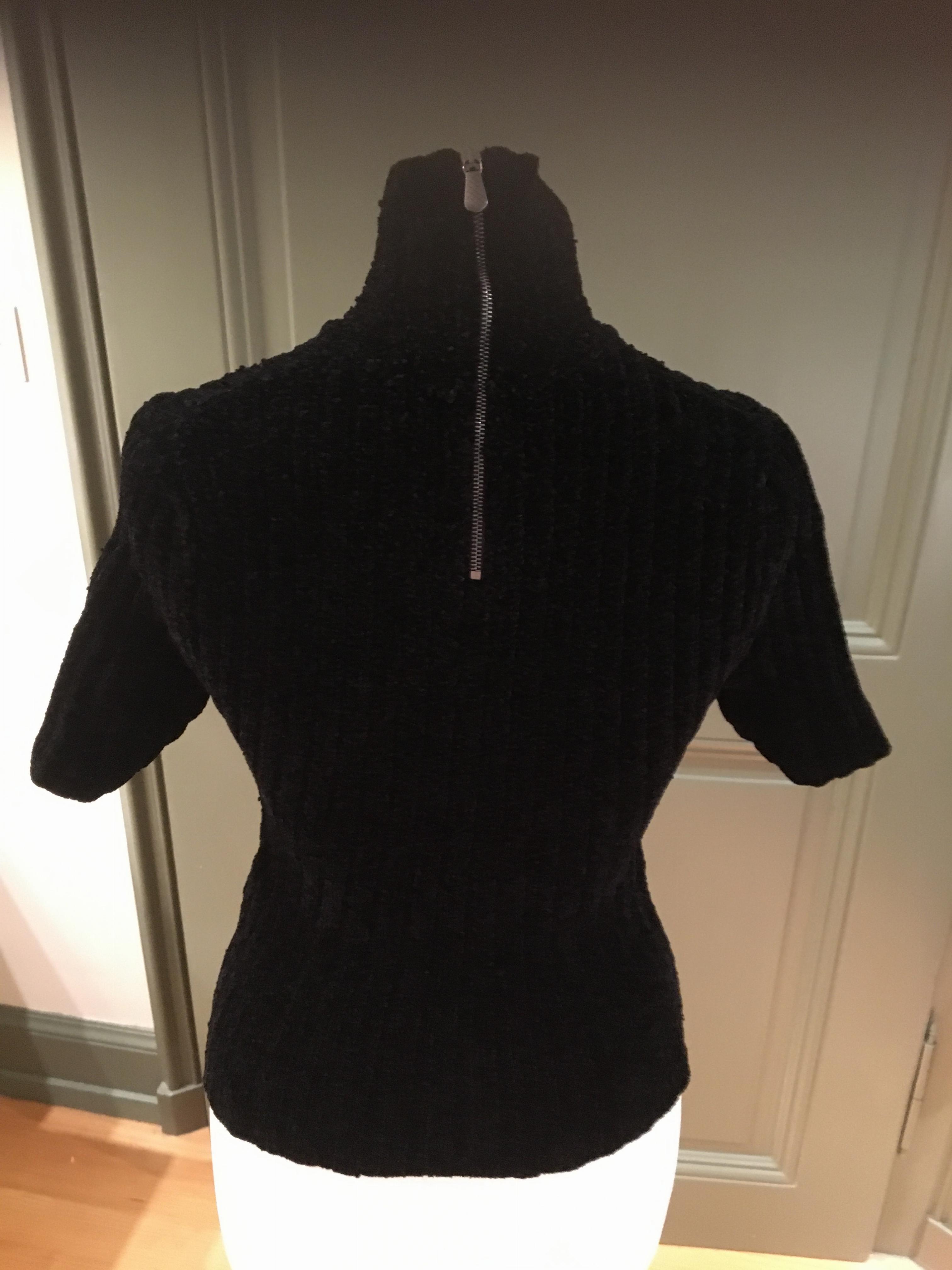 Bottega Veneta chenille knit polo neck top Size XS Black mixed