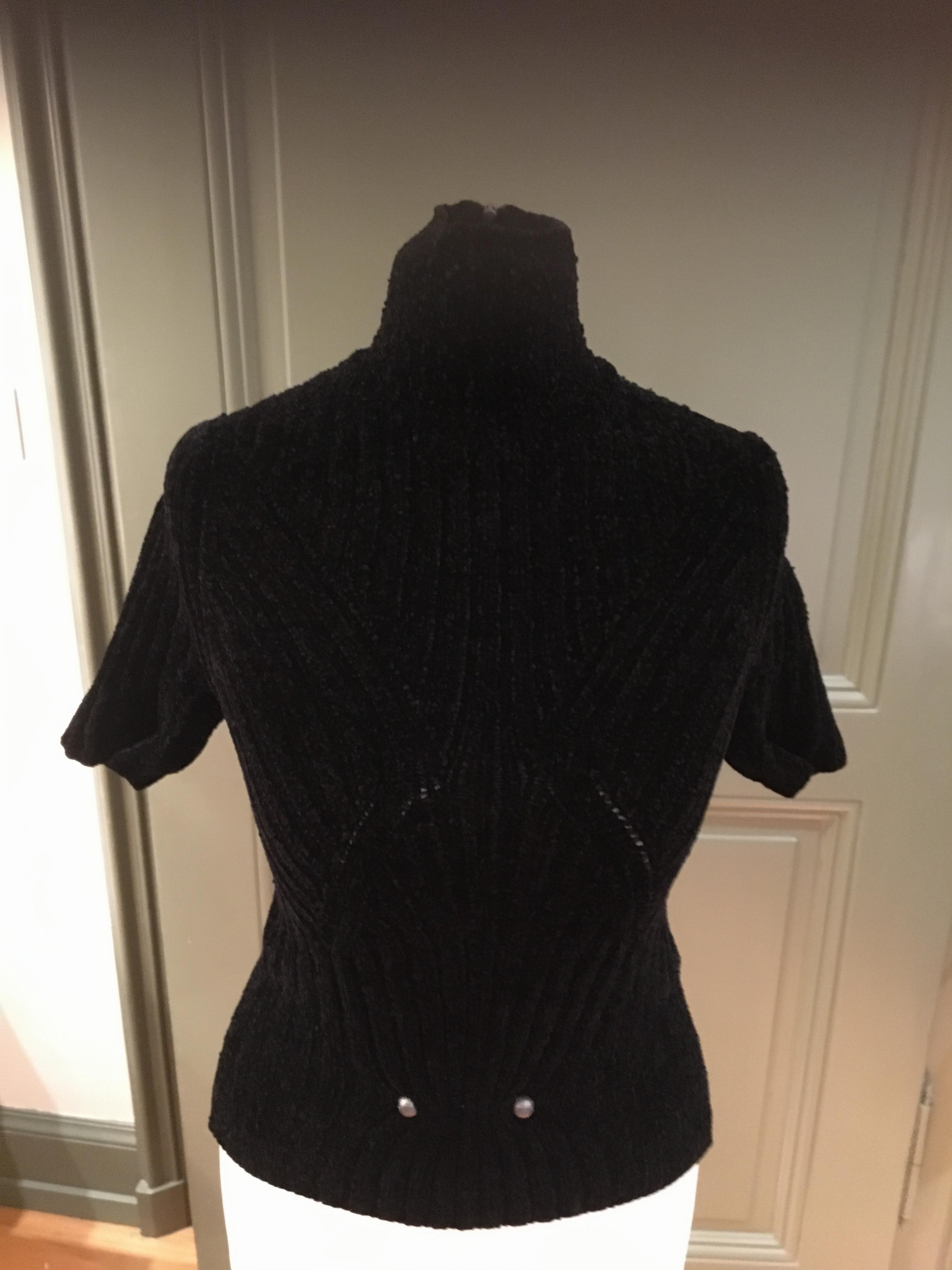 Bottega Veneta chenille knit polo neck top Size XS Black mixed