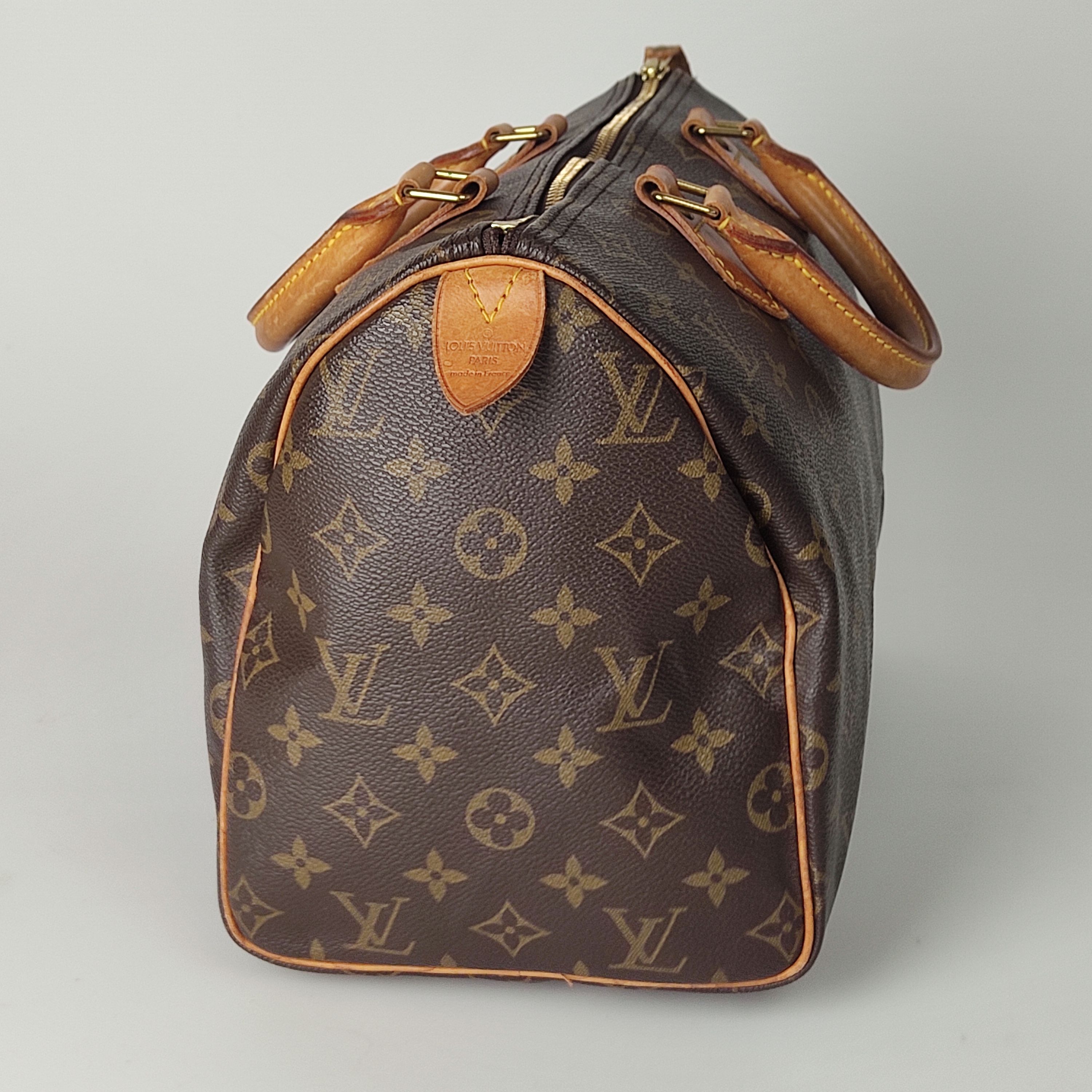 Preowned Louis Vuitton Vintage monogram canvas Speedy 30 bag marrone tela rivestita