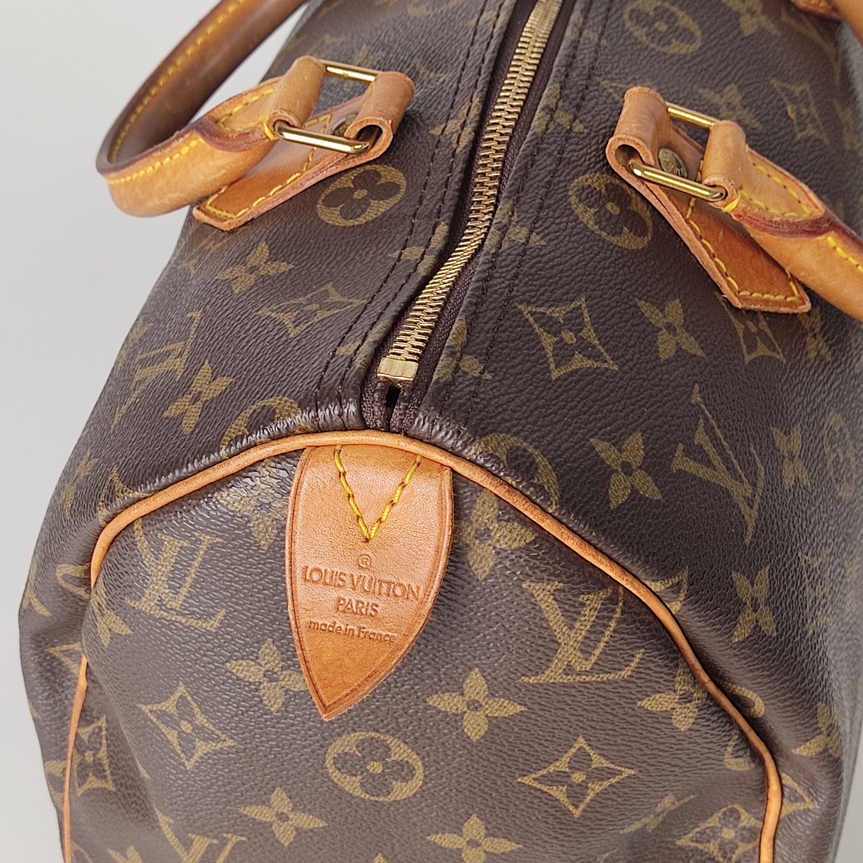 Preowned Louis Vuitton Vintage monogram canvas Speedy 30 bag marrone tela rivestita