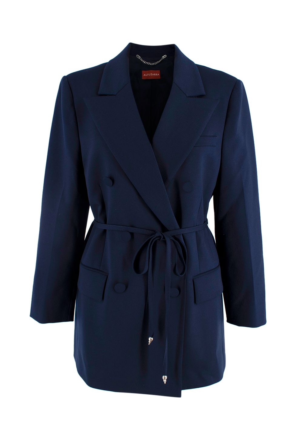 Altuzarra Navy Wool Blend Belted Tailored Jacket Size S