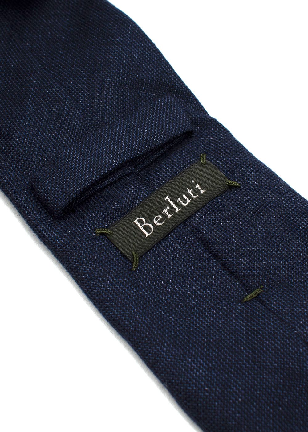 Men's Berluti Navy Hemp-Wool Blend Tie wool