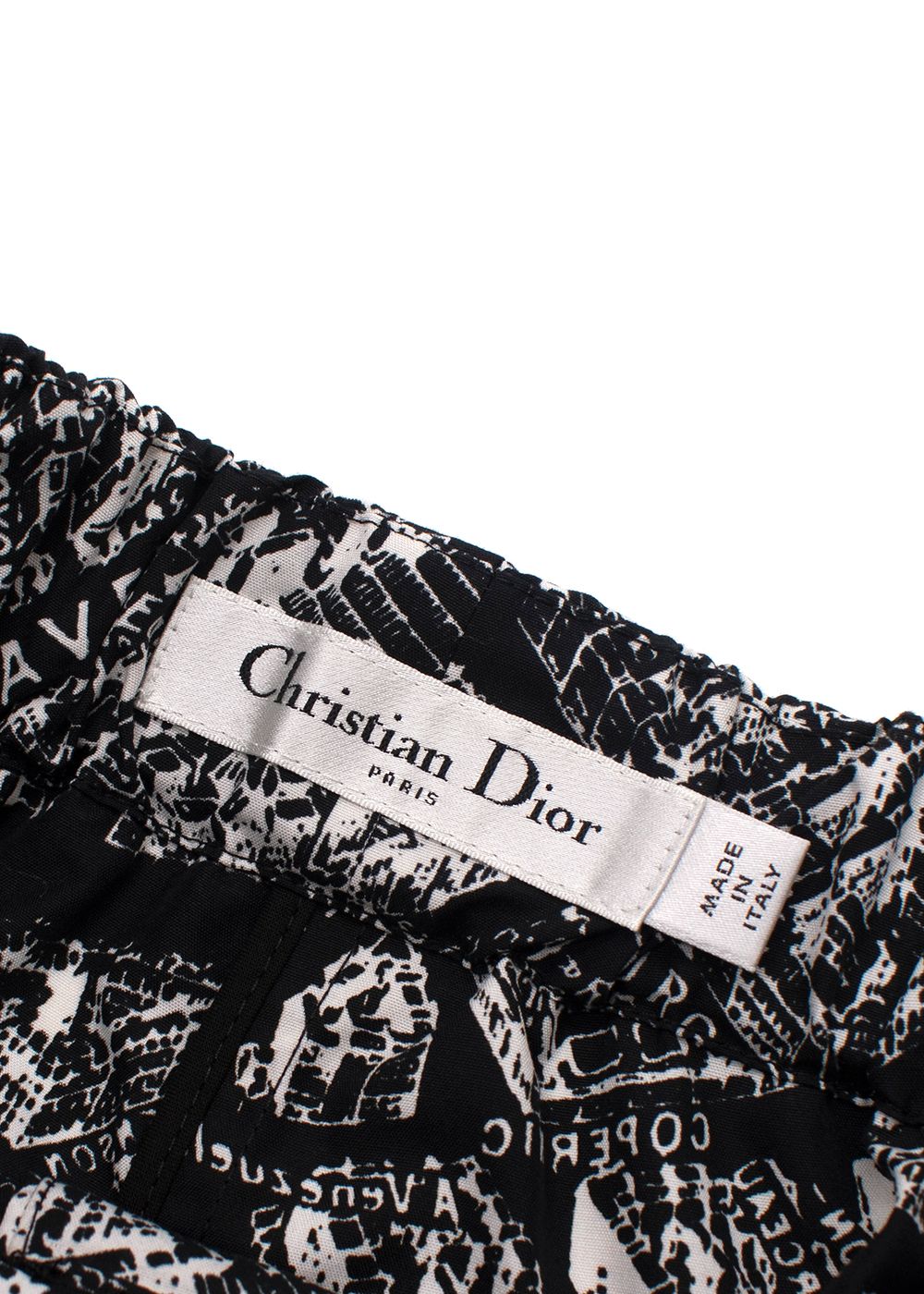 Christian Dior Black and White Printed Tailored Shorts Size XS Black White cotton/silk