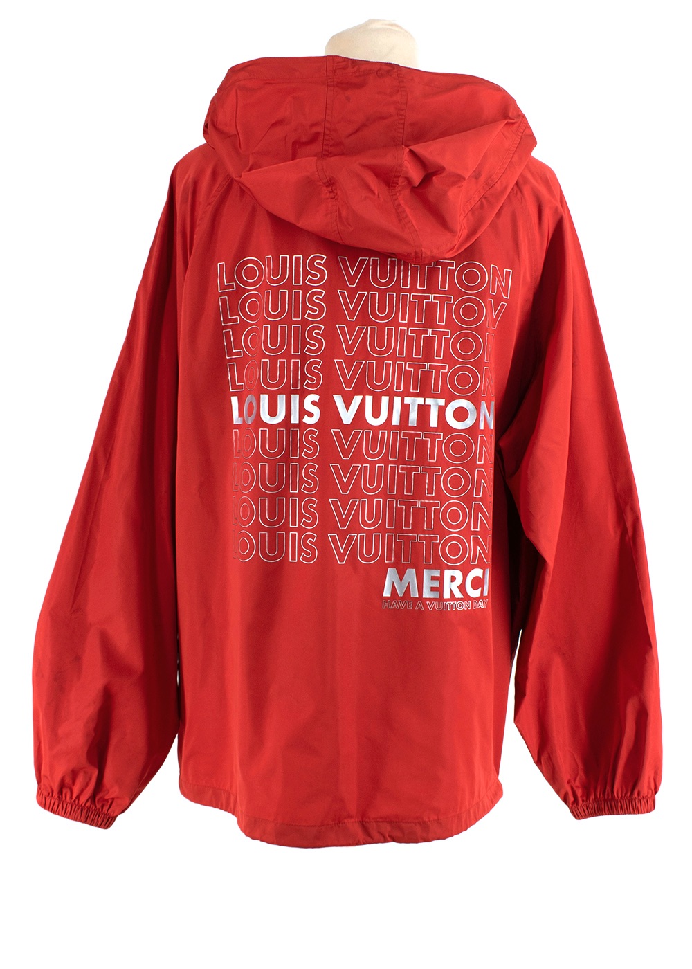 Men's Preowned Louis Vuitton Red Nylon Merci Windbreaker Size XS polyester