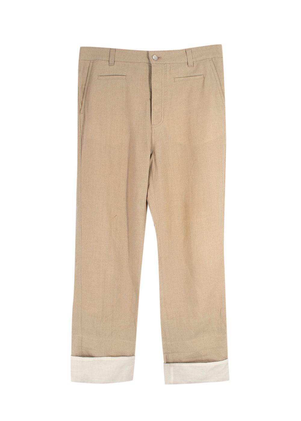 Men's Preowned Loewe Beige Straight Leg Linen Trousers Size L