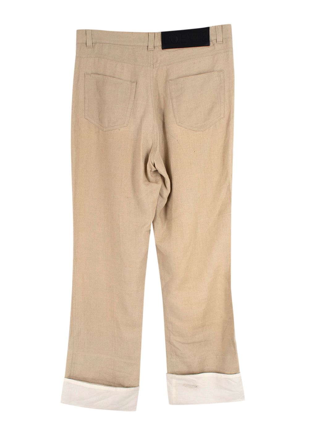 Men's Preowned Loewe Beige Straight Leg Linen Trousers Size L