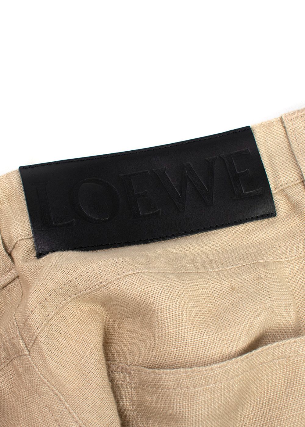 Men's Preowned Loewe Beige Straight Leg Linen Trousers Size L