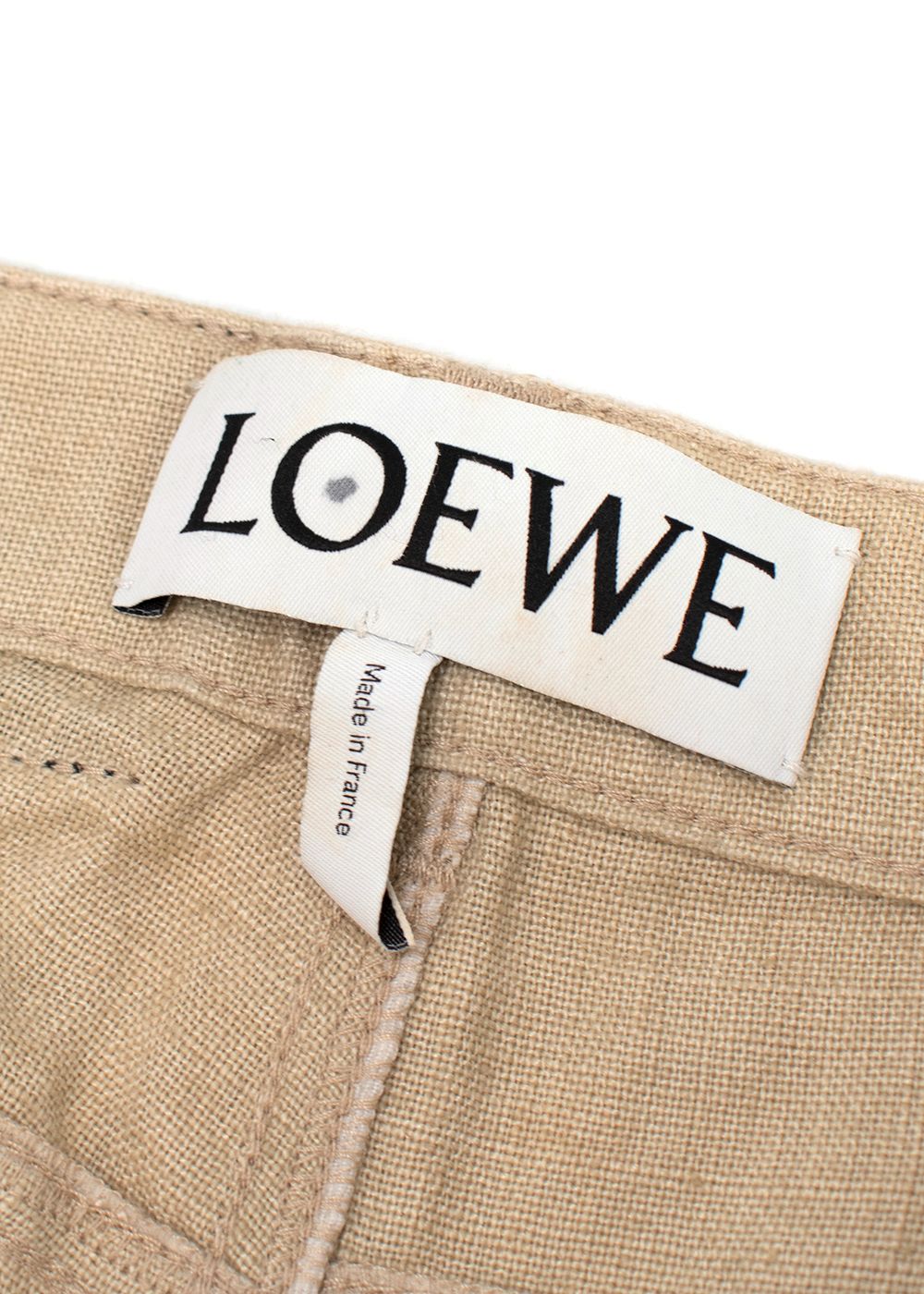 Men's Preowned Loewe Beige Straight Leg Linen Trousers Size L