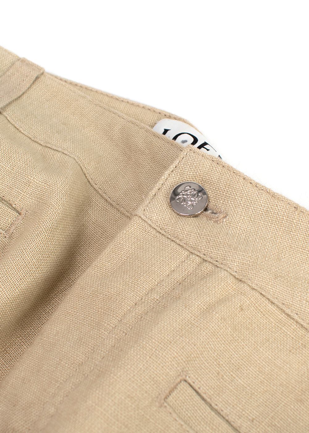 Men's Preowned Loewe Beige Straight Leg Linen Trousers Size L