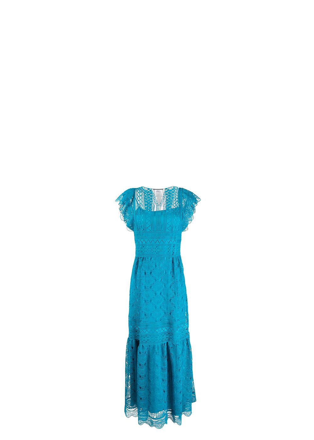 Alberta Ferretti Blue Guipure Lace Maxi Dress Size XXS