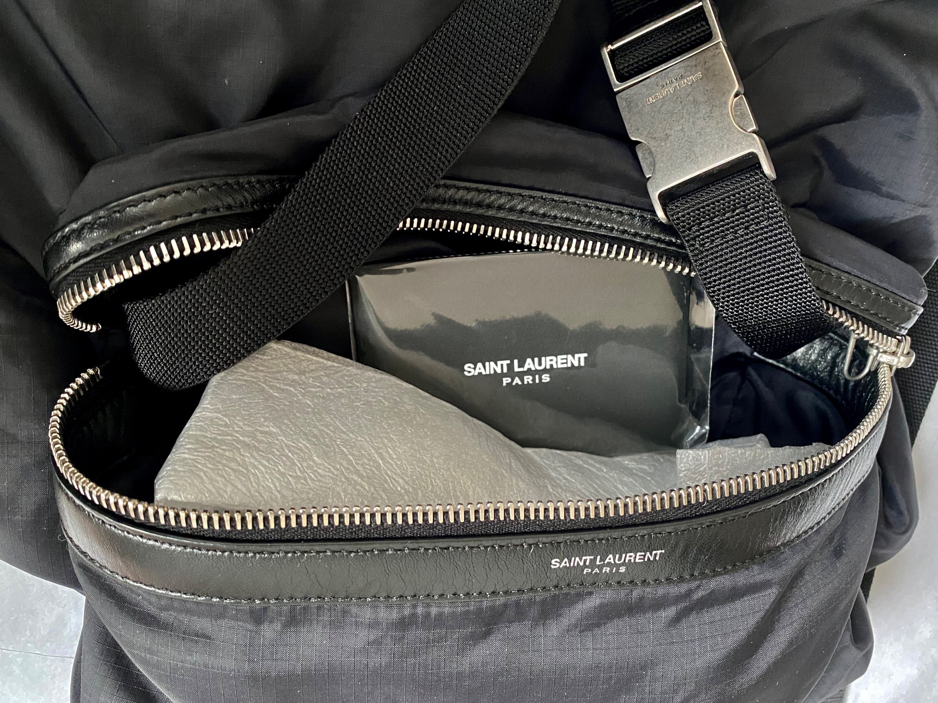 Saint Laurent Black City Backpack nylon/leather