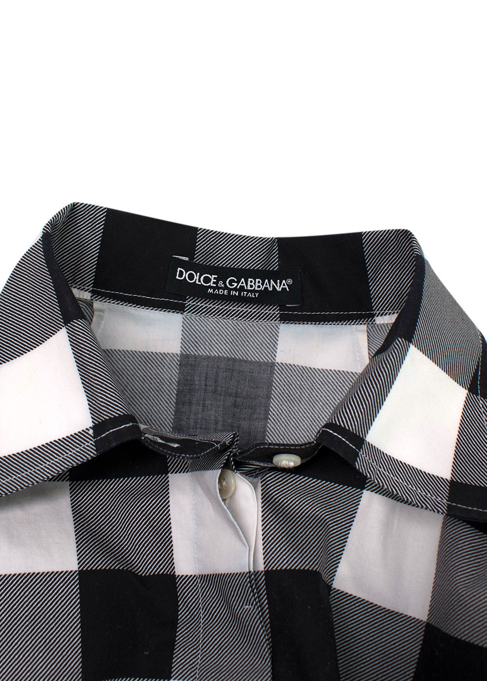 Dolce  Gabbana Black and White Check Short Sleeve Shirt Size S cotton