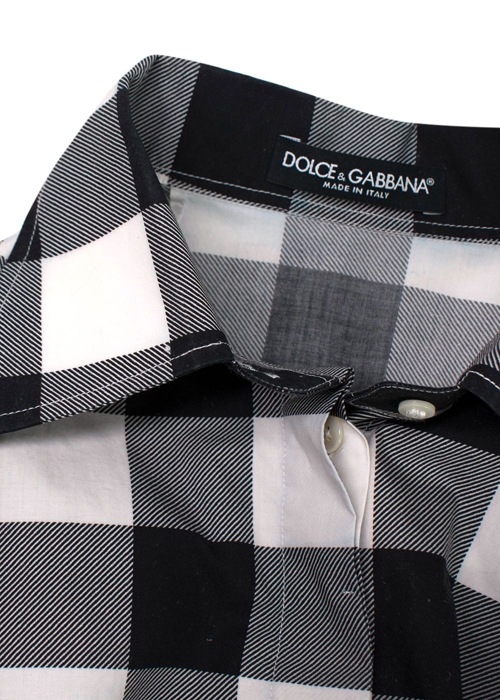 Dolce  Gabbana Black and White Check Short Sleeve Shirt Size S cotton