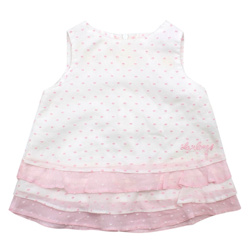 Boys Preowned Darlings Baby Ruffled Pink  White Dress Size 3-6 Months cotton