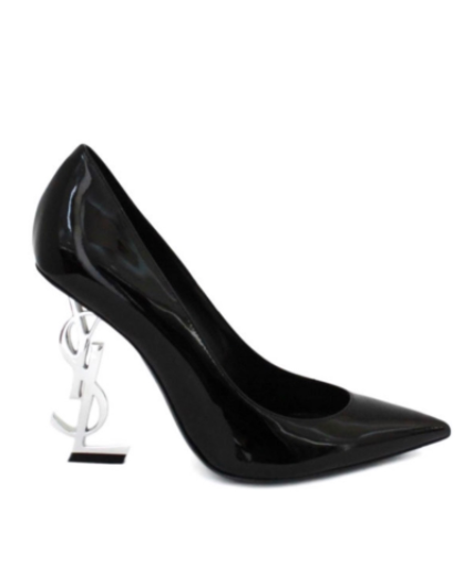 Saint Laurent Black Patent Opyum Heeled Pumps Size 375 leather