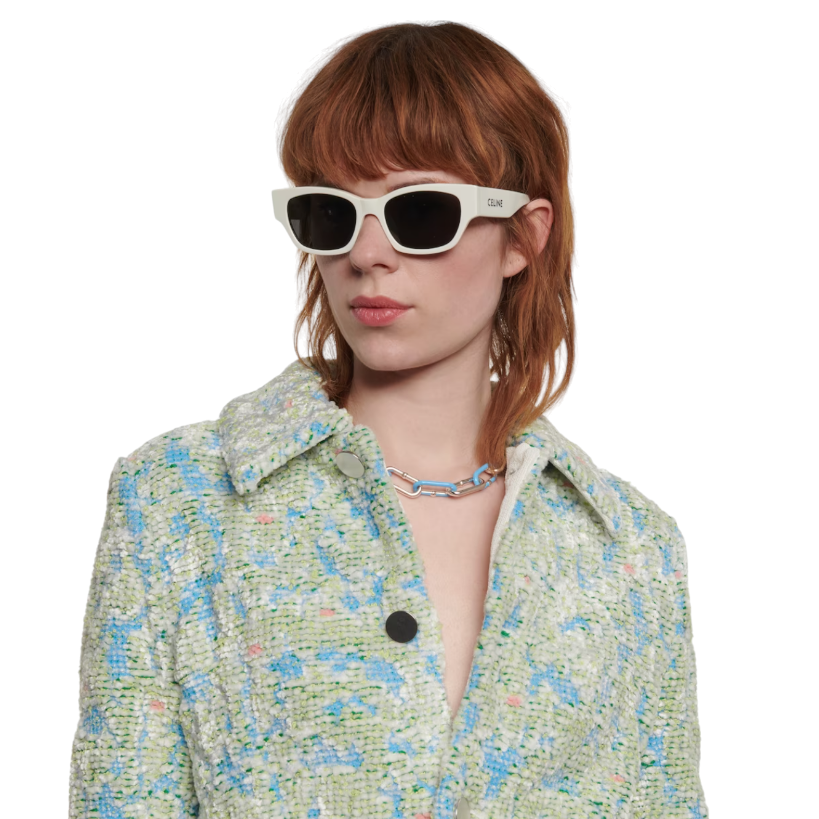 Celine White Oversized Cat Eye Sunglasses acetate