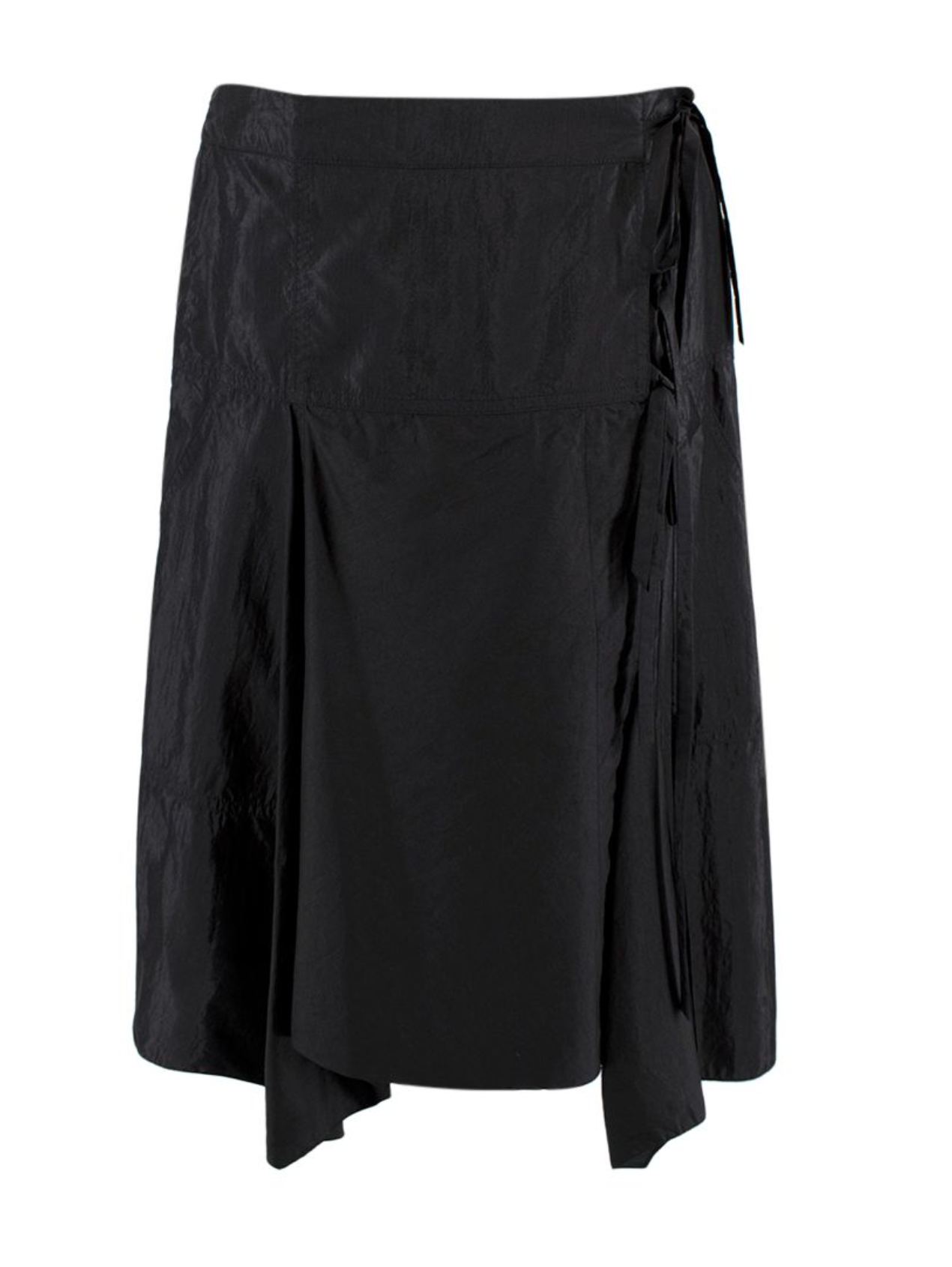 Isabel Marant Black Silk Blend Asymmetric Tie Detail Skirt Size 40