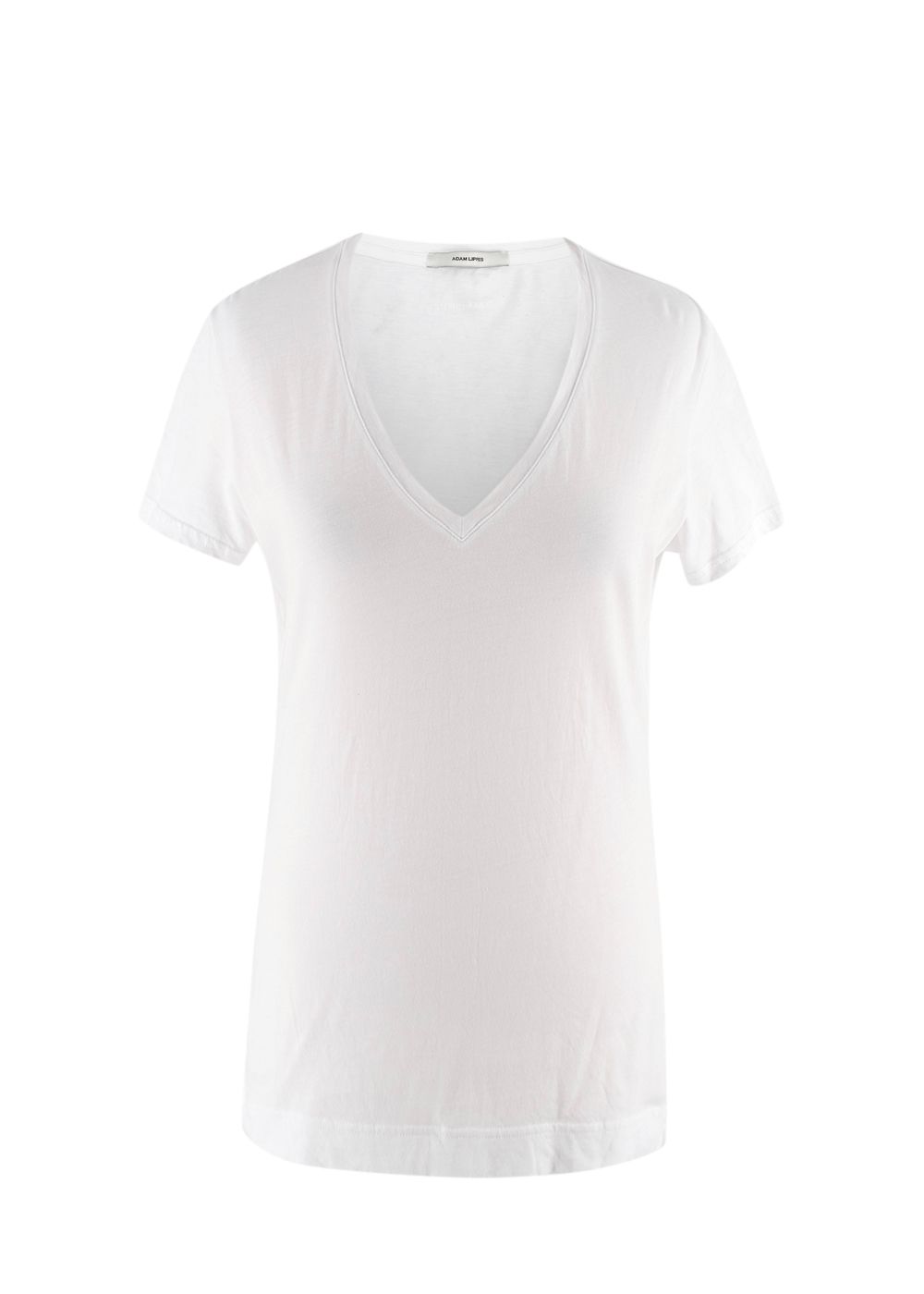 Adam Lippes White Cotton V-neck T-shirt Size S