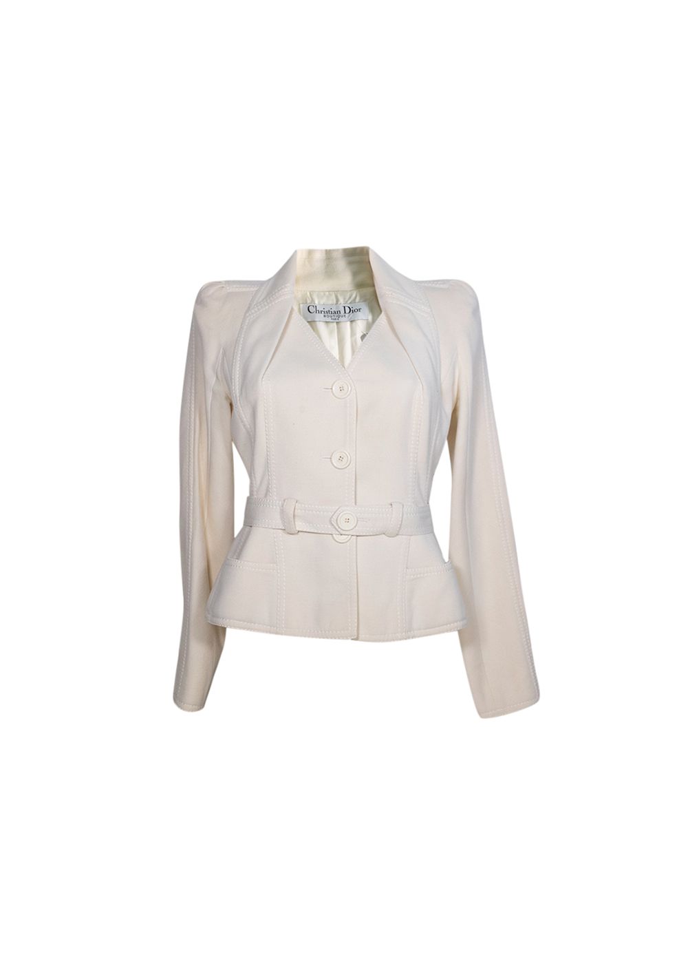 Preowned Christian Dior Boutique Cream Tailored Jacket Size L silk