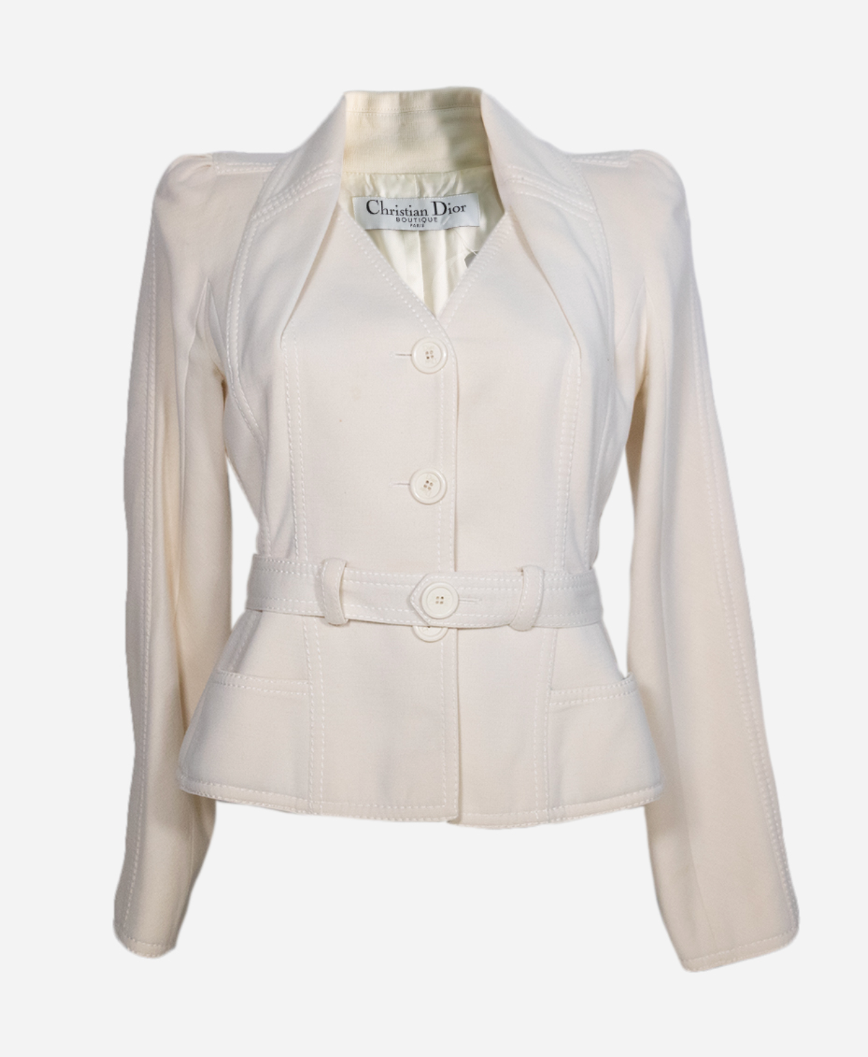 Preowned Christian Dior Boutique Cream Tailored Jacket Size L silk