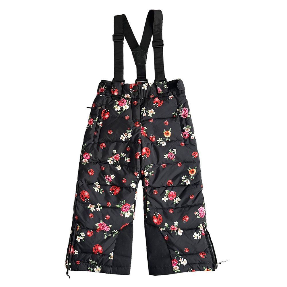 Boys Preowned Dolce  Gabbana Kids Black and Floral Ski Trousers Size 4 Years Black printed fabric polyester