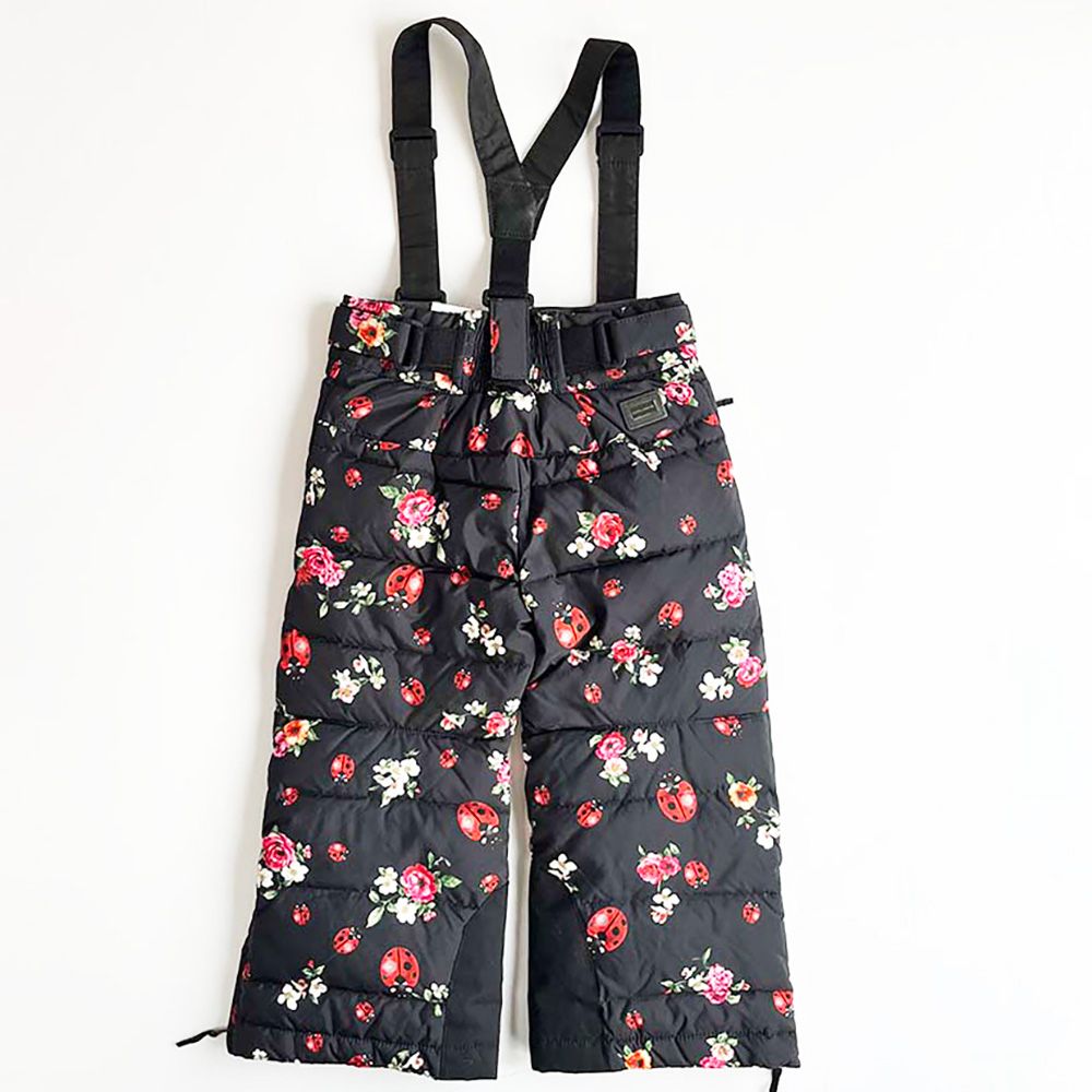 Boys Preowned Dolce  Gabbana Kids Black and Floral Ski Trousers Size 4 Years Black printed fabric polyester