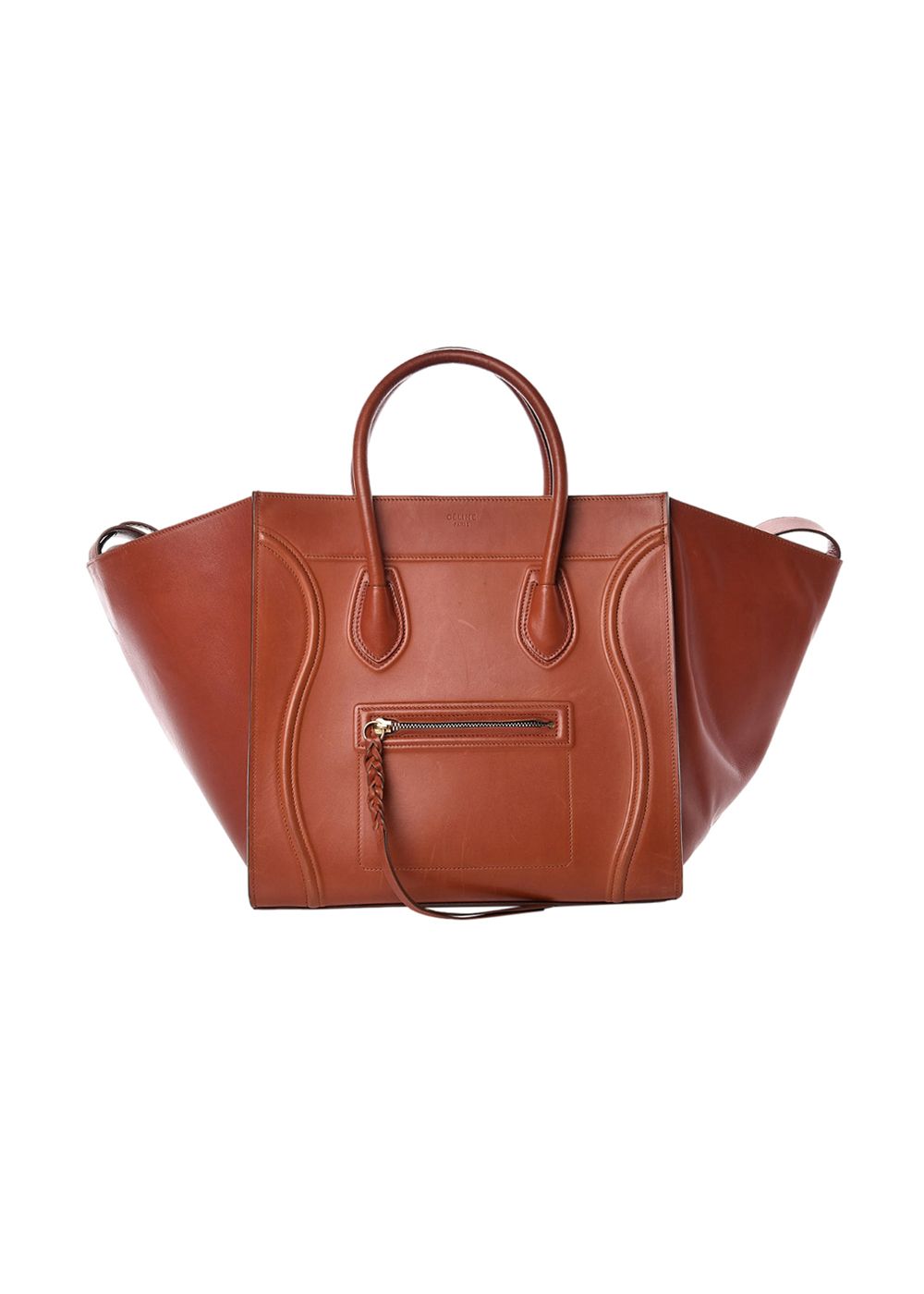 Preowned Celine Natural Calfskin Medium Phantom Luggage Tote Brick leather