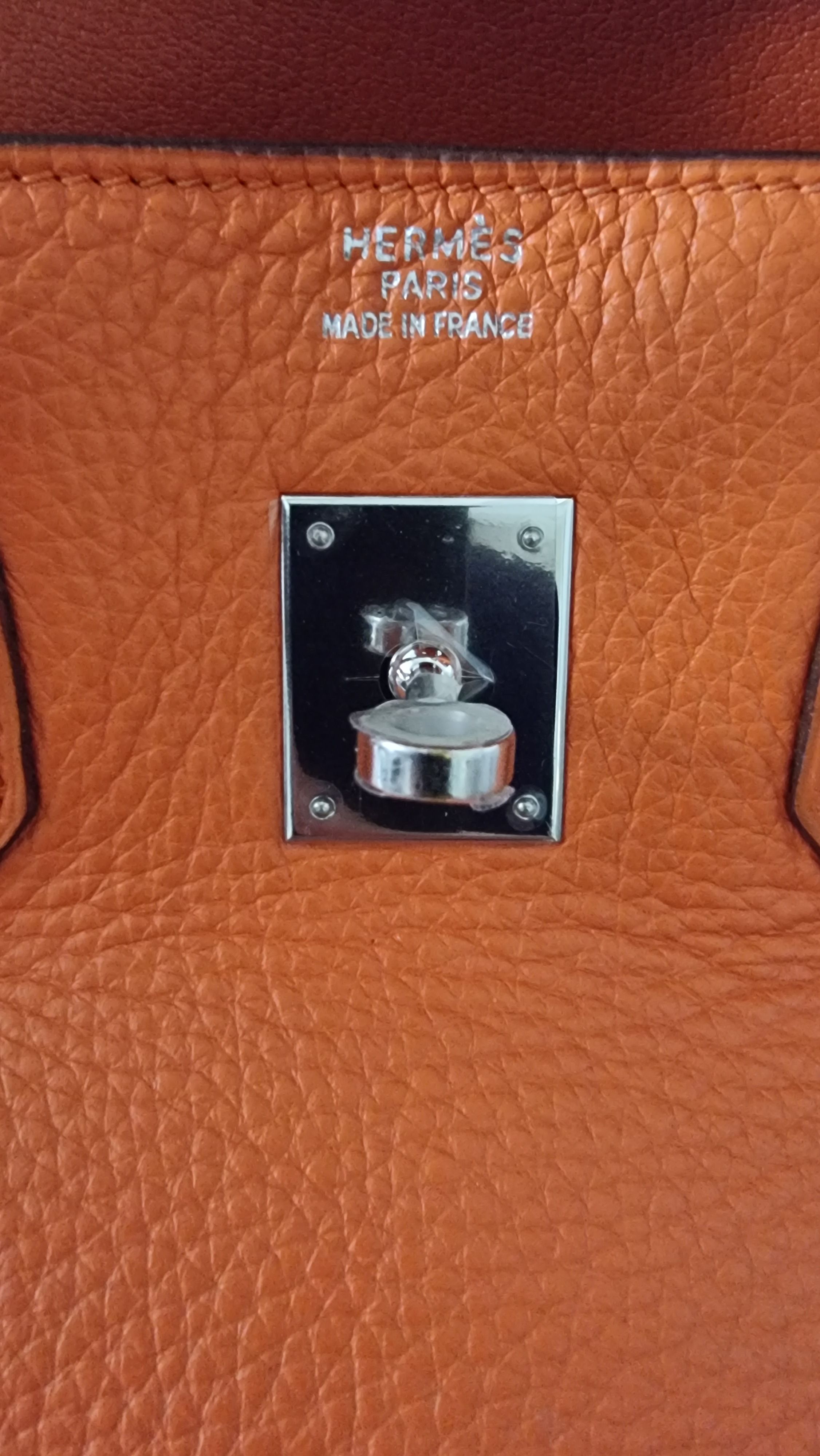 Hermes Orange H Clemence Leather Birkin 35 PHW