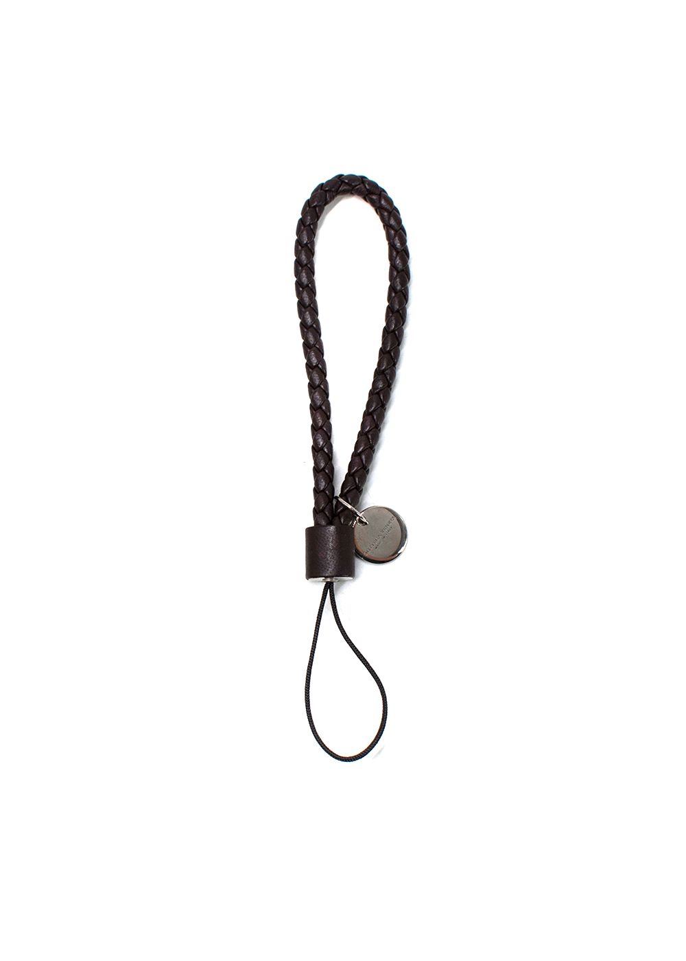 Preowned Bottega Veneta Dark Brown Braided Leather Phone Strap