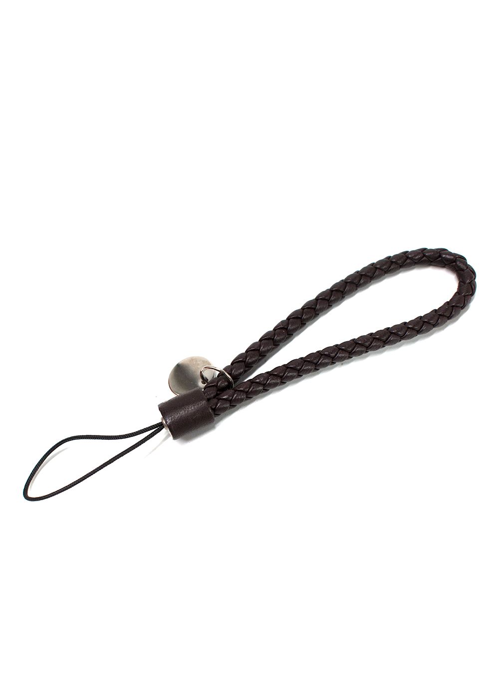 Preowned Bottega Veneta Dark Brown Braided Leather Phone Strap