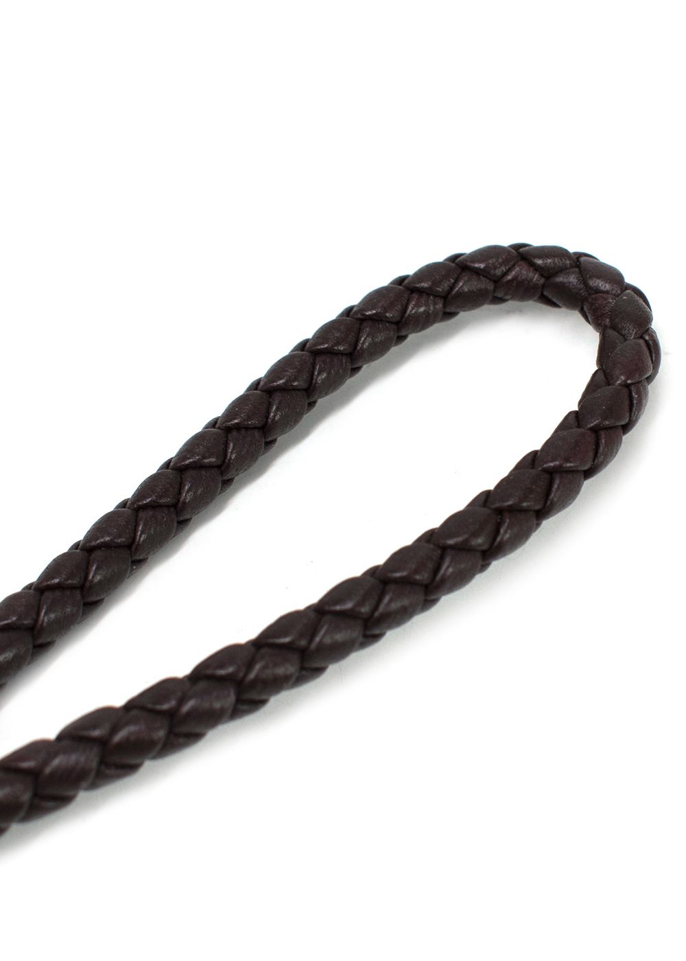 Preowned Bottega Veneta Dark Brown Braided Leather Phone Strap