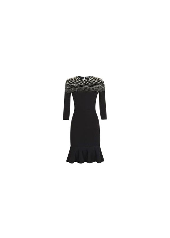 Alexander McQueen Faux Pearl Embellished Dress Size S Black polyester