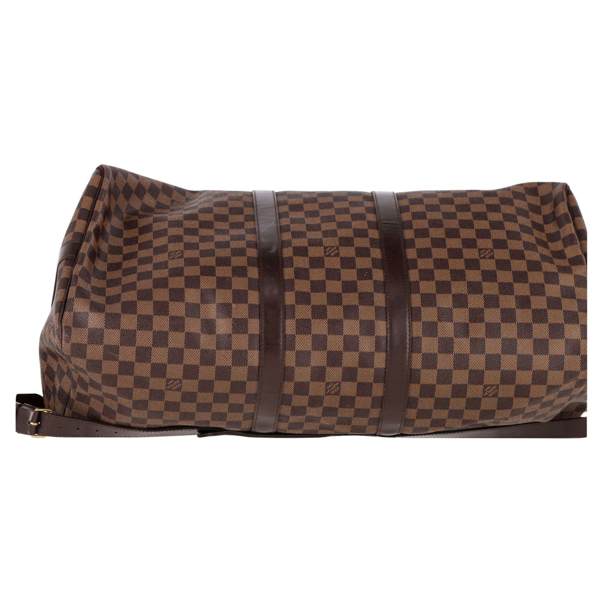 Preowned Louis Vuitton Brown Damier Keepall Bandoulière 55 brown | ochre leather/sheep leather