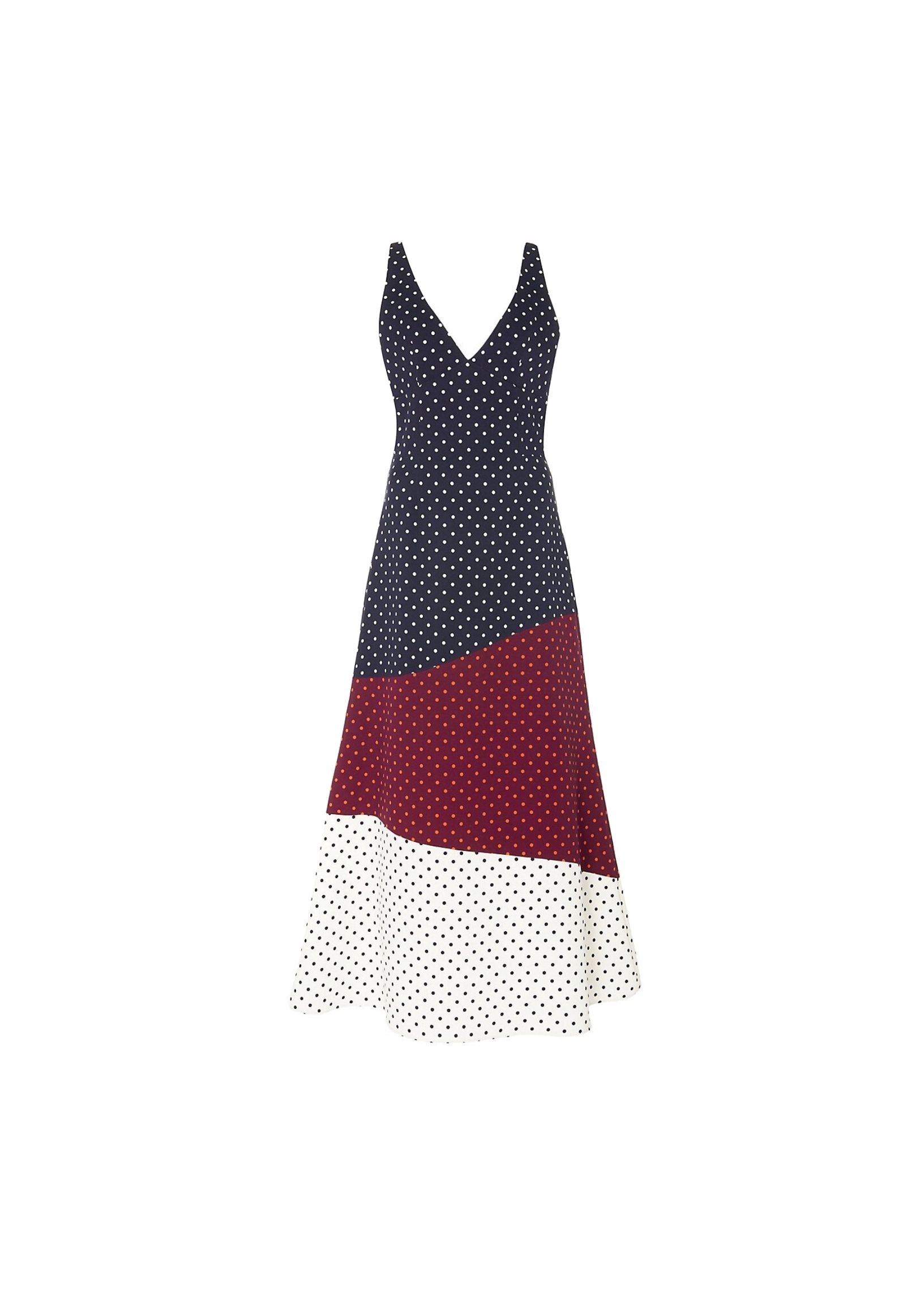 Gabriela Hearst Colourblock Polka Dot Midi Dress Size L Multi-coloured silk