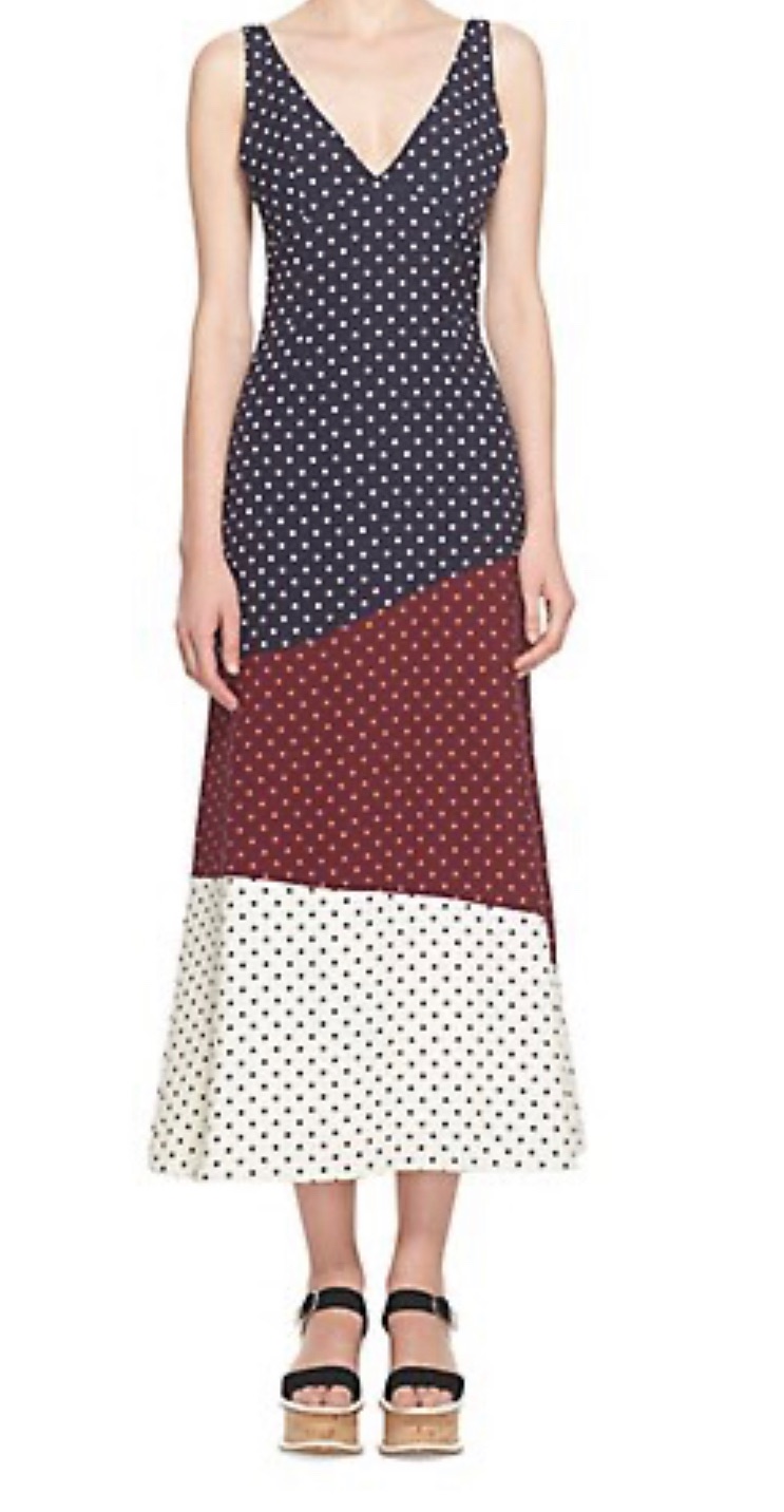 Gabriela Hearst Colourblock Polka Dot Midi Dress Size L Multi-coloured silk