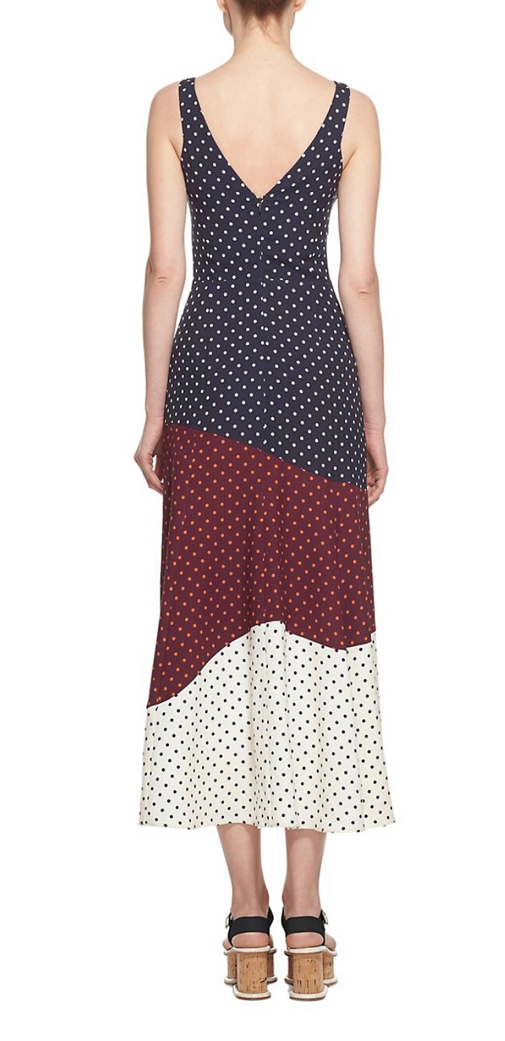 Gabriela Hearst Colourblock Polka Dot Midi Dress Size L Multi-coloured silk