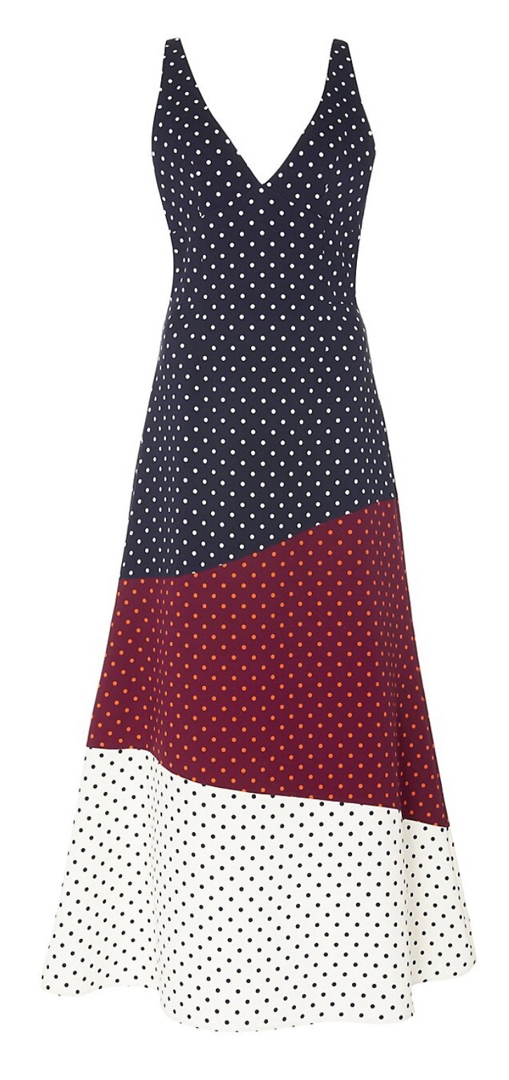 Gabriela Hearst Colourblock Polka Dot Midi Dress Size L Multi-coloured silk