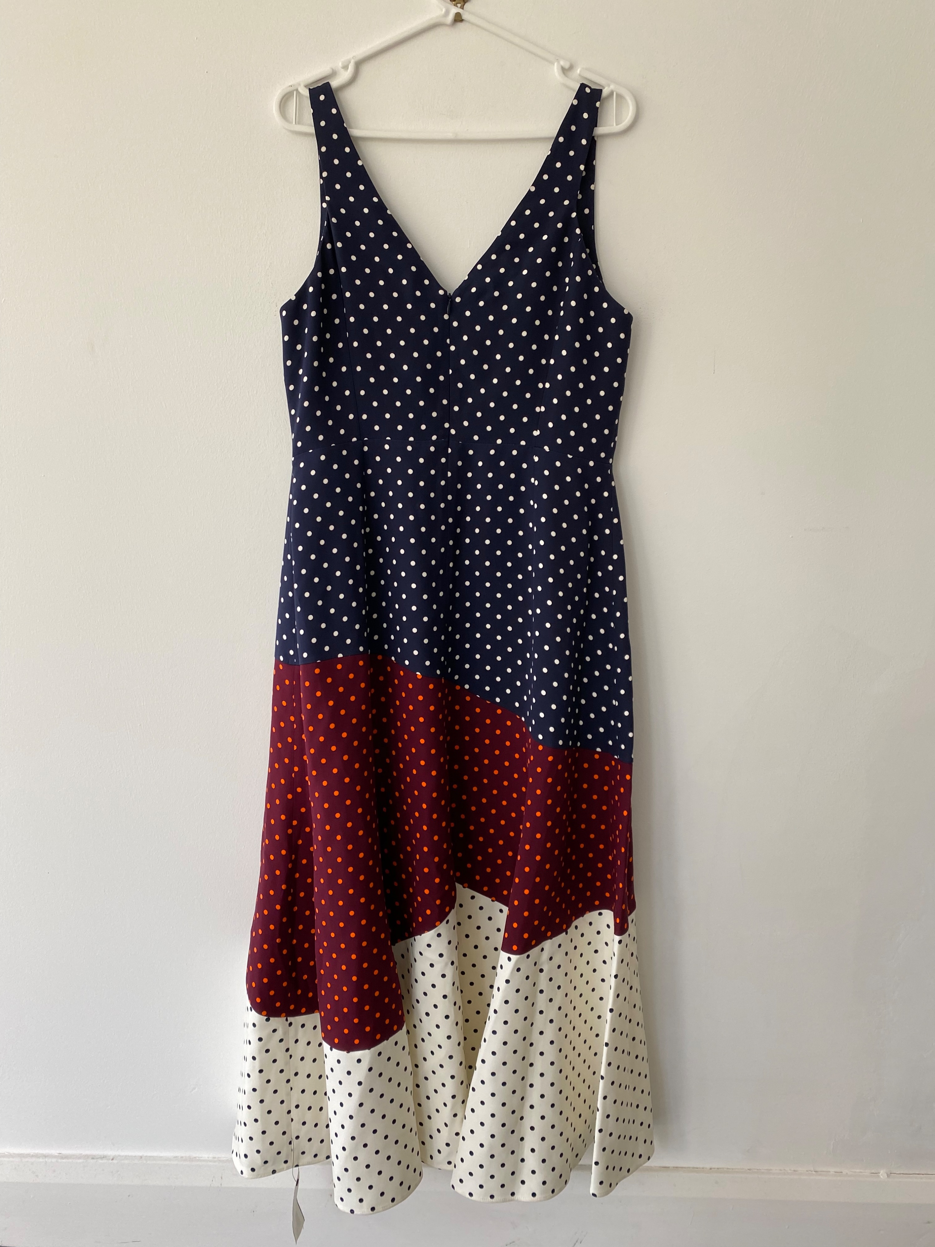 Gabriela Hearst Colourblock Polka Dot Midi Dress Size L Multi-coloured silk