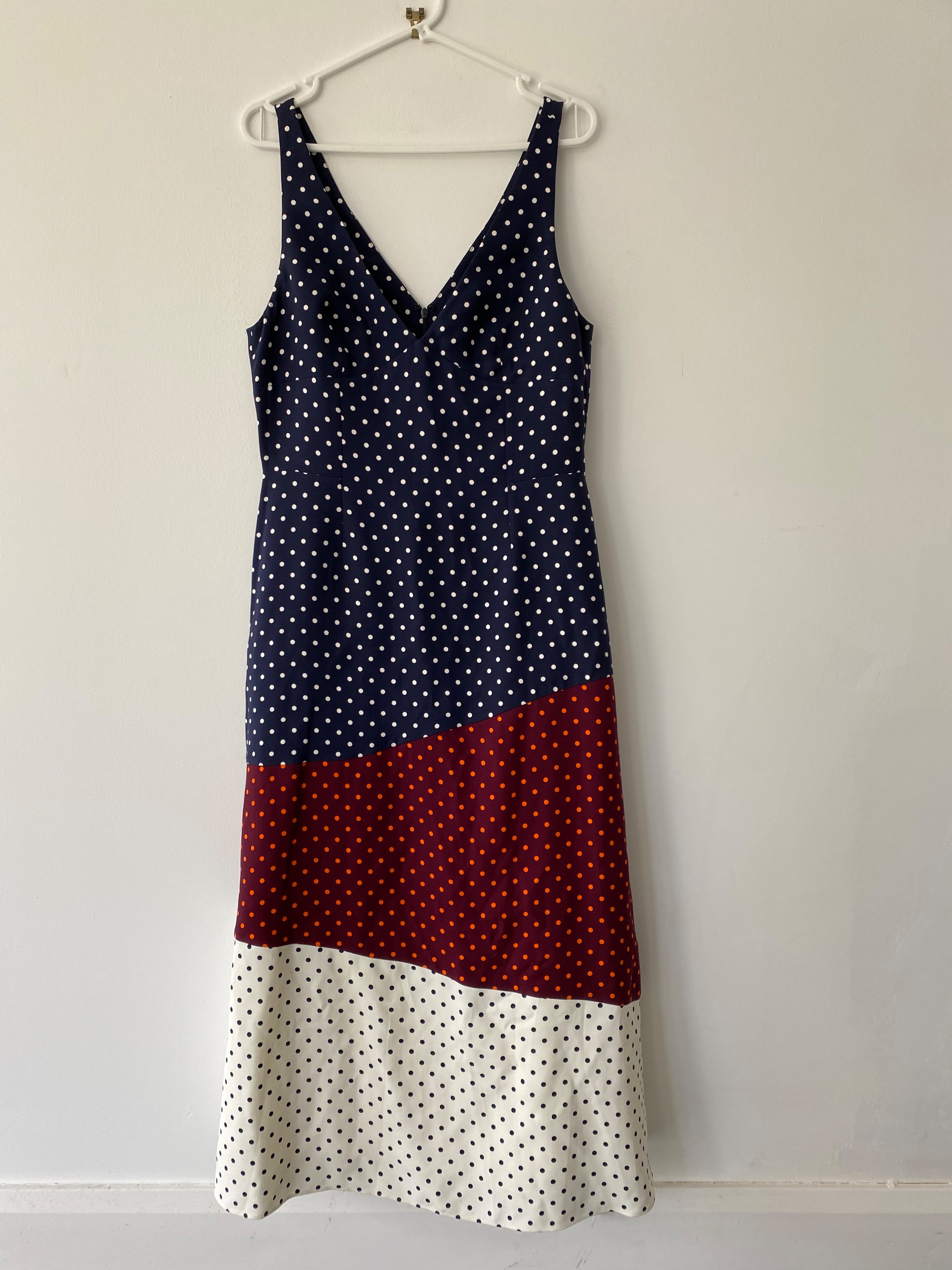 Gabriela Hearst Colourblock Polka Dot Midi Dress Size L Multi-coloured silk