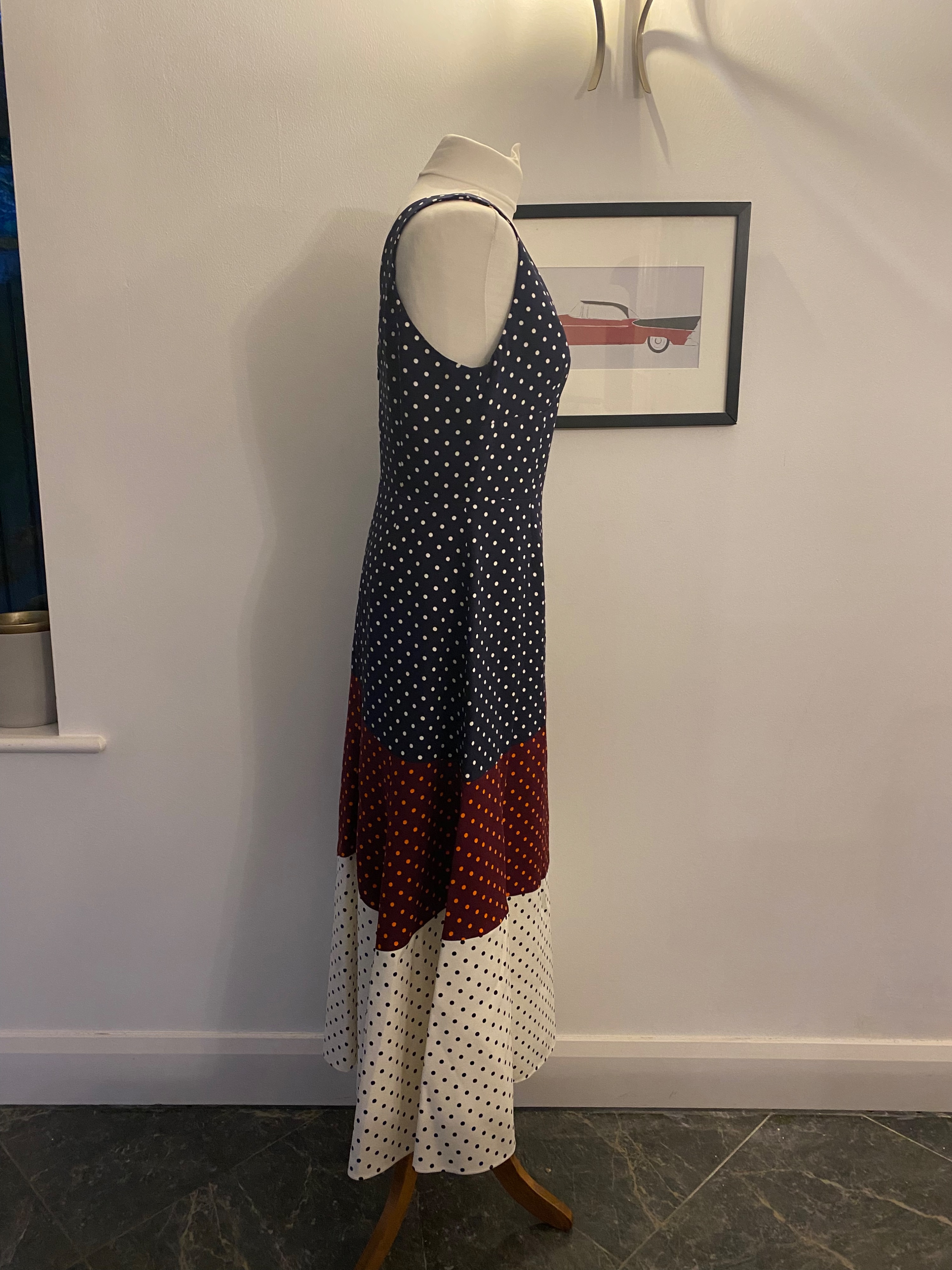 Gabriela Hearst Colourblock Polka Dot Midi Dress Size L Multi-coloured silk