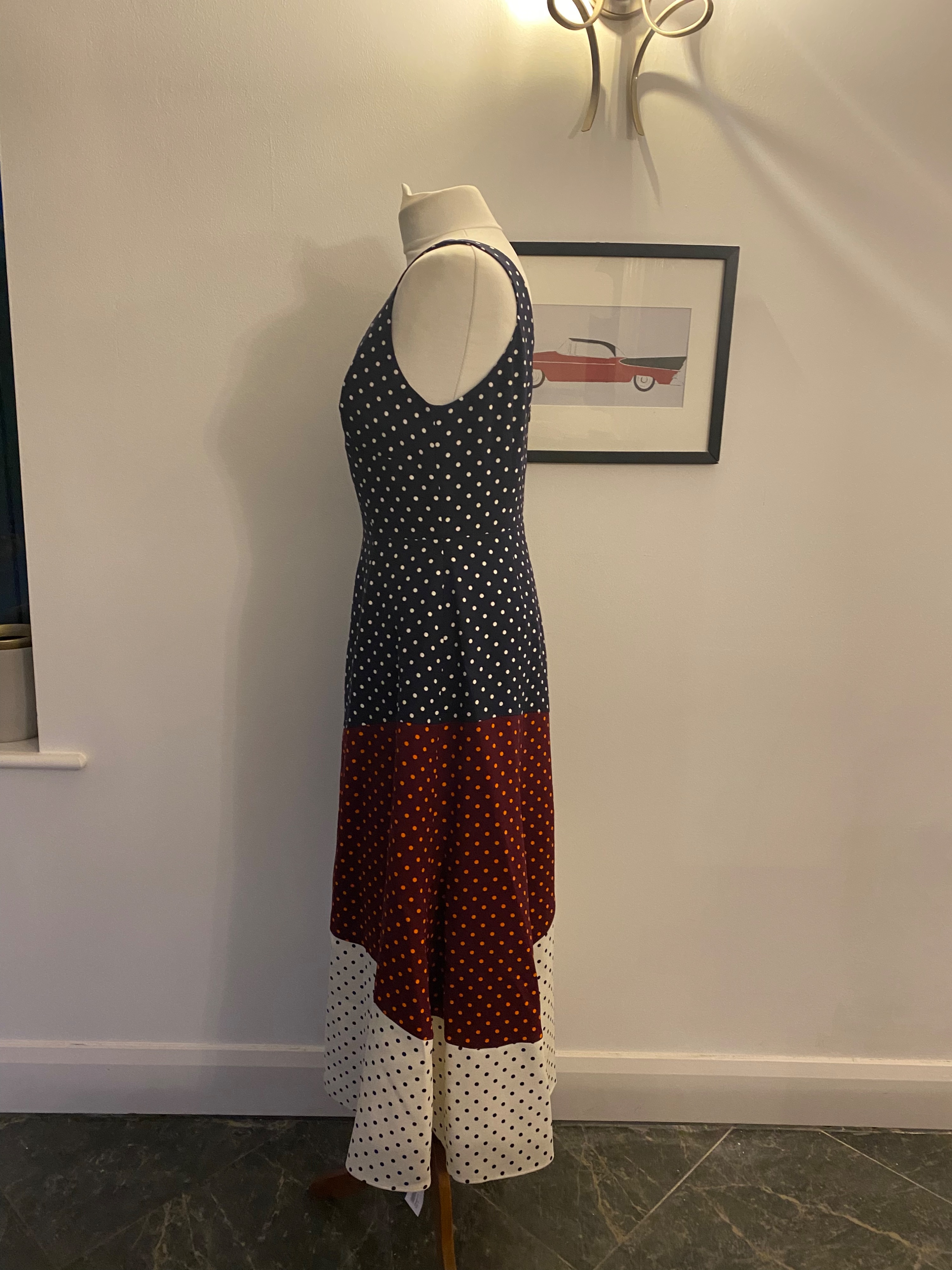 Gabriela Hearst Colourblock Polka Dot Midi Dress Size L Multi-coloured silk