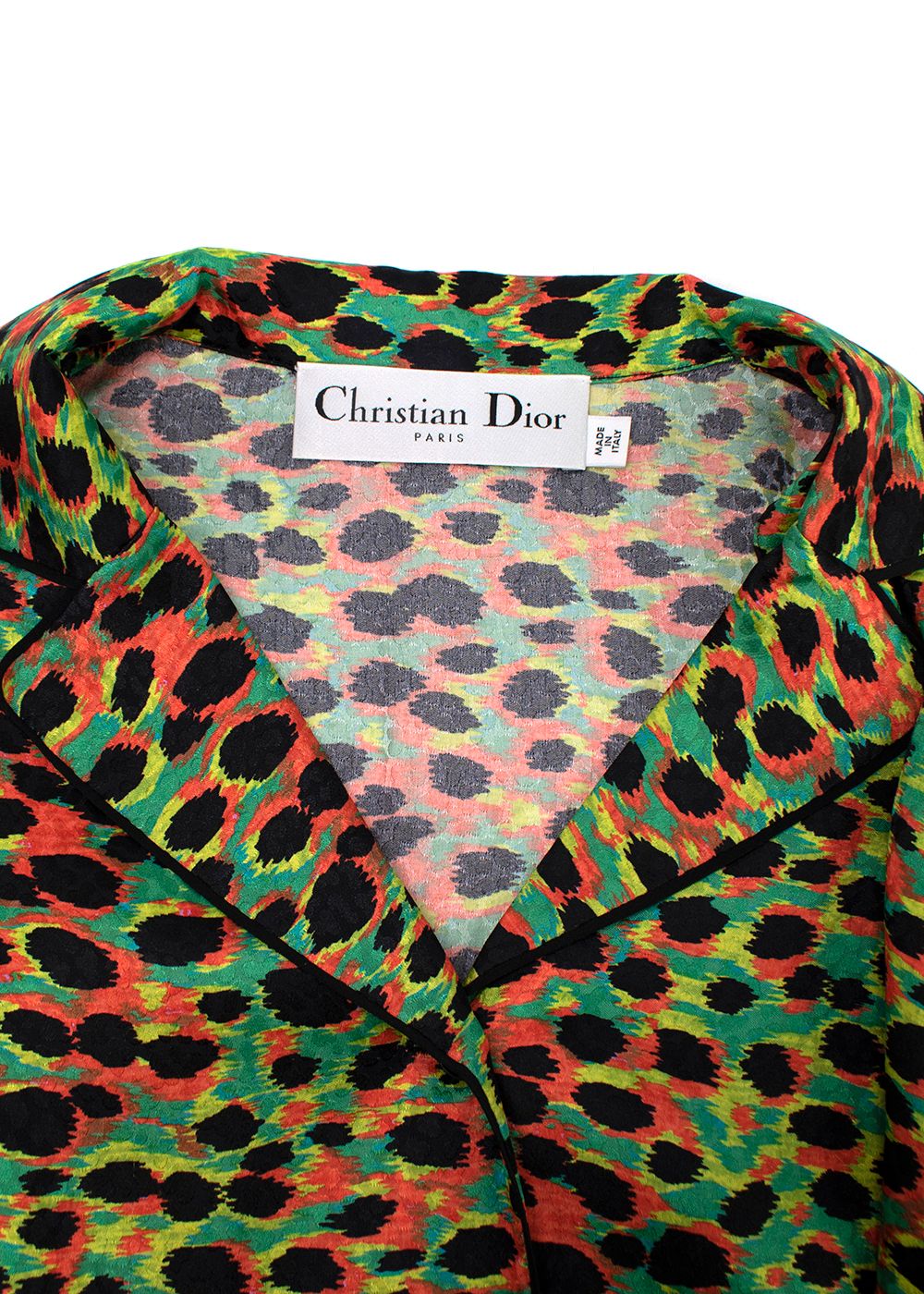 Dior Green  Orange Mizza Print Chez Moi Shirt  Shorts Size S Multi silk