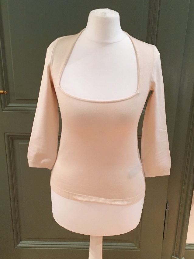 Ralph Lauren Black Label Cream Stretch Knit Top Size XS Beige/Nude silk