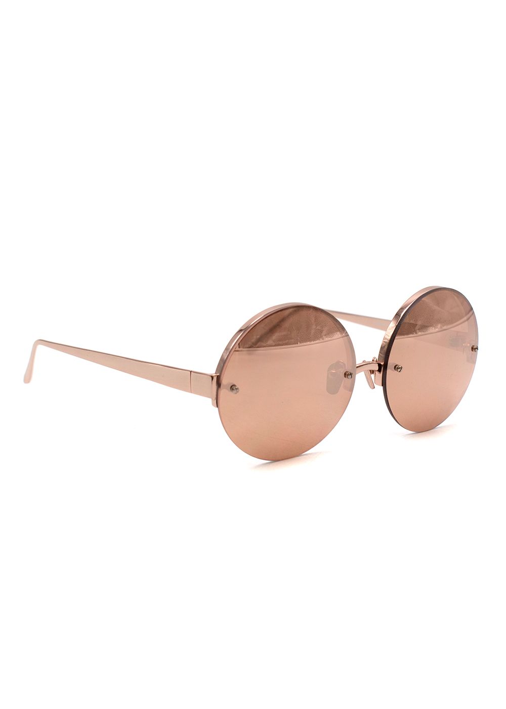 Preowned Linda Farrow Rose-gold tone reflective round lens sunglasses Rose gold titanium