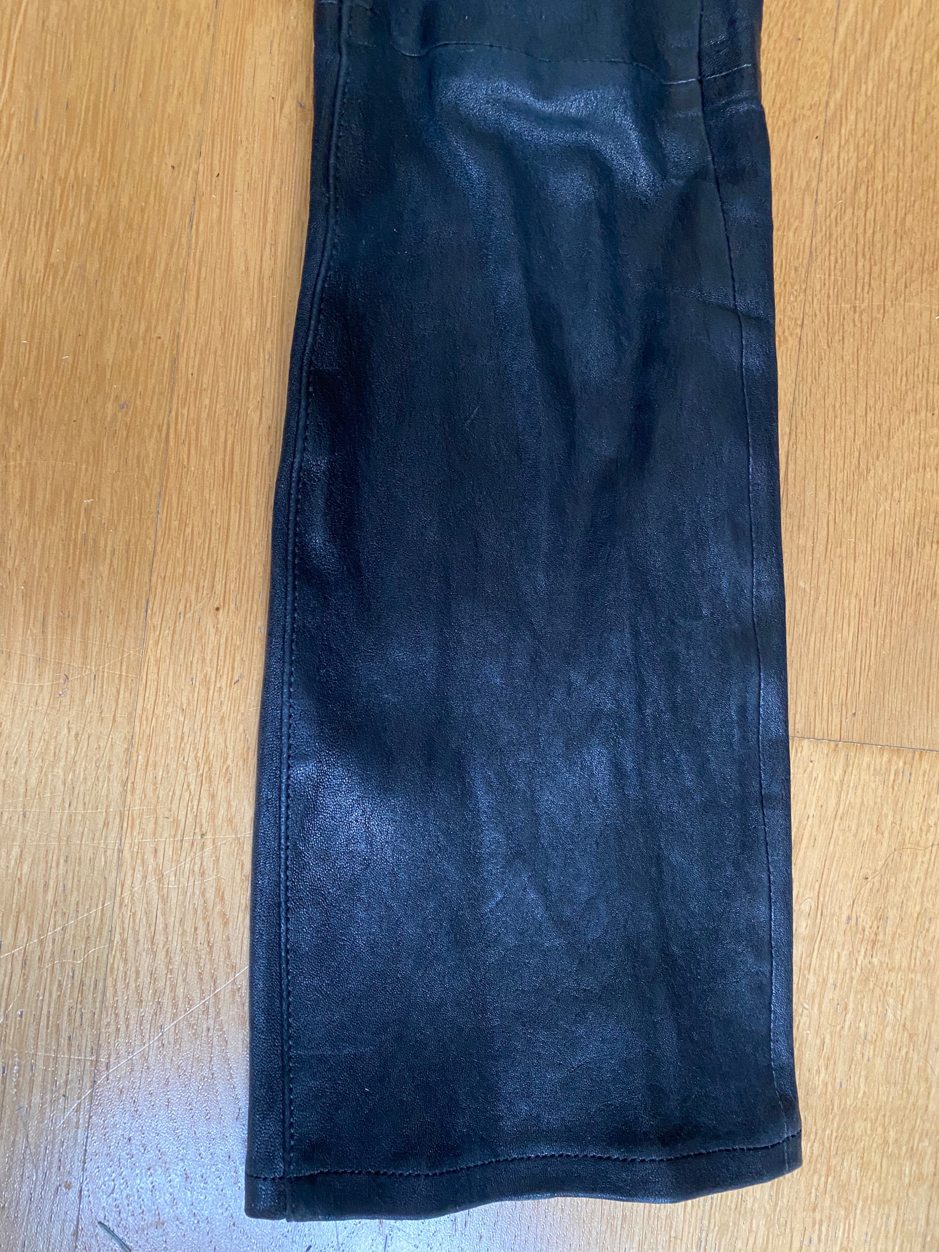 Preowned Rag and Bone The Hana High Rise Cropped Leather Pants Size 24/61 Black