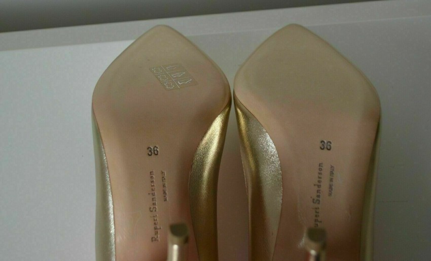 Rupert Sanderson Gold Rio Nappa Pumps Size 36 leather