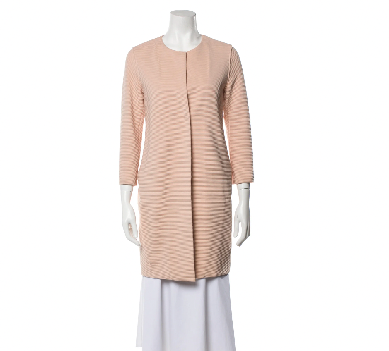 Preowned Harris Wharf Pink Cotton Collarless Coat Size S Pale Pink no fabric composition label/feels like cotton blend